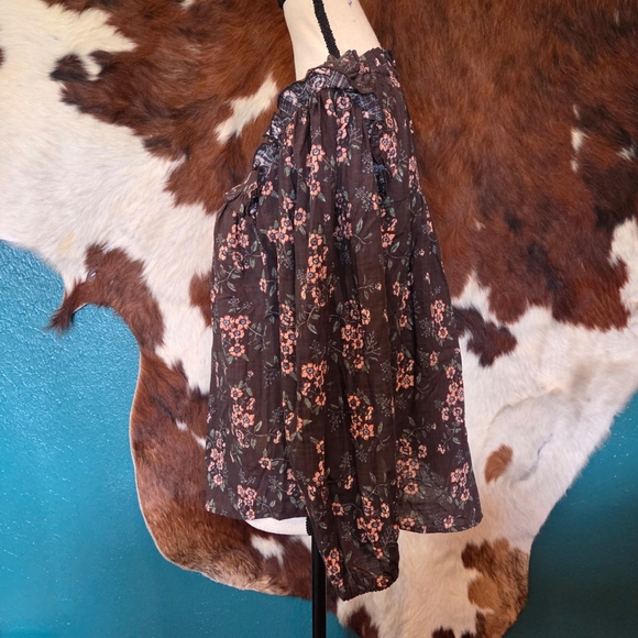 a.n.a Dark Floral Blouse with Ruffle Detail - Picture 5 of 8